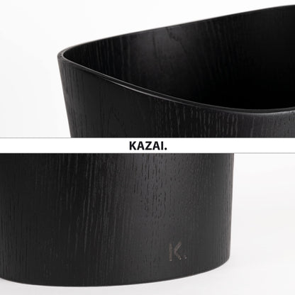 Kazai. Real Wood Waste Paper Bin Brje | Wooden Paper Basket for Office, Kids' Room, Bedroom and more | 9 liters | Oak black