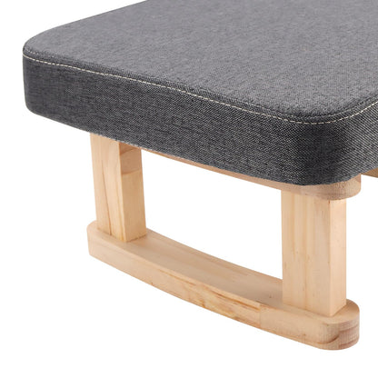 SINJEUN Small Footstool, Ottoman Foot Stool with Wooden Legs and Removable ‌Cotton-Flax Cover, Low Footstool for Living Room, Bedroom, Couch Side
