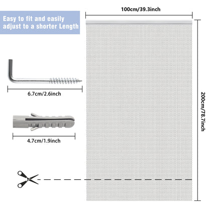 VerRich Chain Curtain Door Fly Screens 100 x 200cm Aluminium Insect Screen for doorways Silver