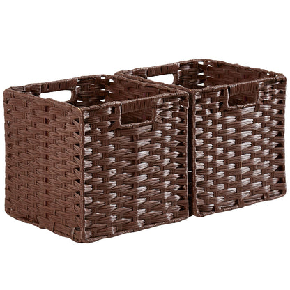 Mangata 31 cm Storage Cube Boxes for 33 cm Closet, Kallax, Rattan Effect Storage Baskets, Wicker Woven Polyrattan Material Wardrobe Organizer