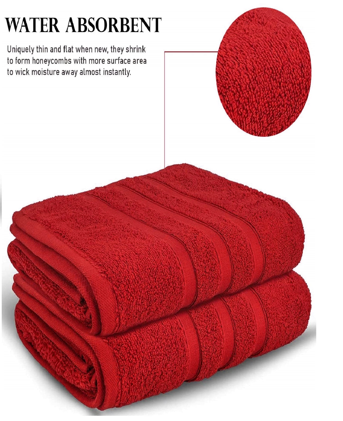 Uk Furniture 2 Pack Extra Large|95x200cm| Super Jumbo Bath Sheet Towels100% Egyptian Cotton 700GSM Super Soft Towel Set. (Red)