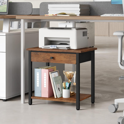 Gewudraw Printer Stand, 2 Tier Printer Shelf with Drawer for Home Office