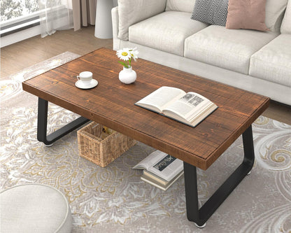 IBF Rustic Brown Wood Coffee Table, Real Wood Living Room Table, 120CM