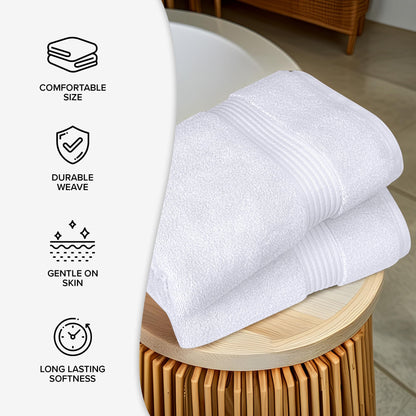 Luxury Set of 2 Jumbo Bath Sheets 100x150cm - Zero Twist 580 GSM (White)