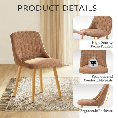 Goeurvant Dining Chairs Set of 4 Upholstered Armchairs with Wooden Legs Kitchen Chairs for Living Room, Orange-Chenille