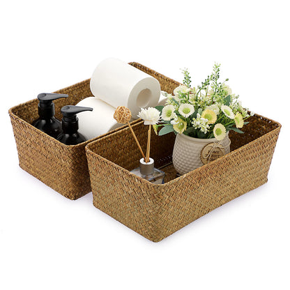 SUMTree Set of 2 Natural Seagrass Nesting Baskets (Caramel, Large)