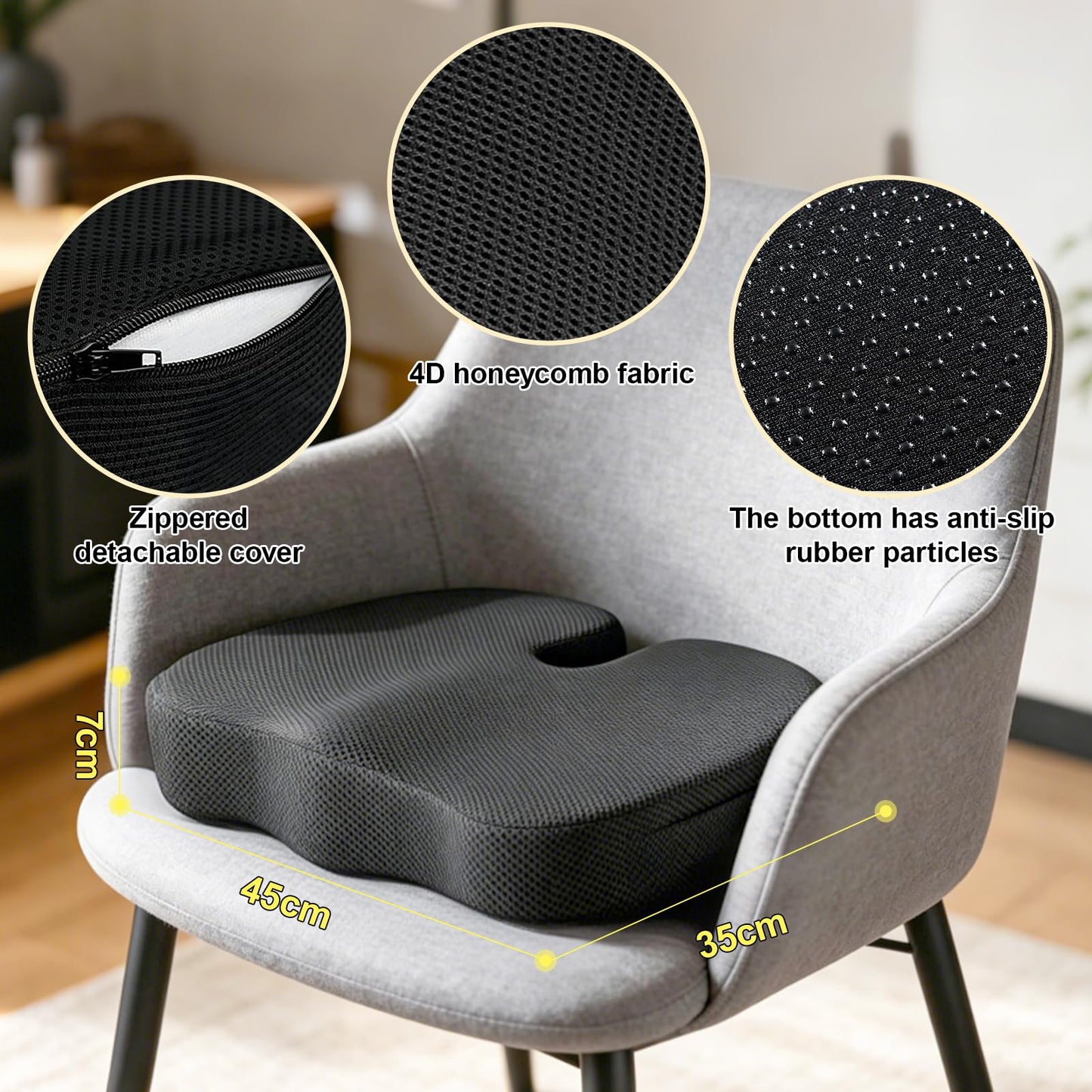 AZVFLY Gel Memory Foam Seat Cushions to Reduce Tailbone Pressure