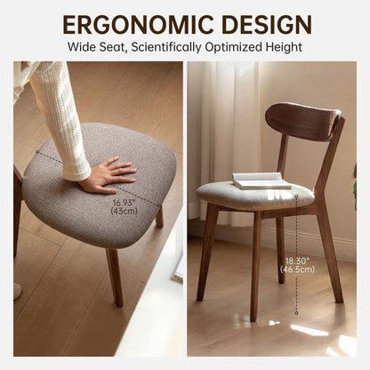 2PCS Modern Solid Dining Chairs Set, Upholstered Fabric Dining Room Chairs
