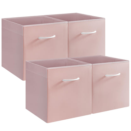 StorageWorks Pink Storage Cubes, Storage Cube Boxes with Handle, Cube Storage Basket for Shelves, Fabric Organiser Boxes for Wardrobe
