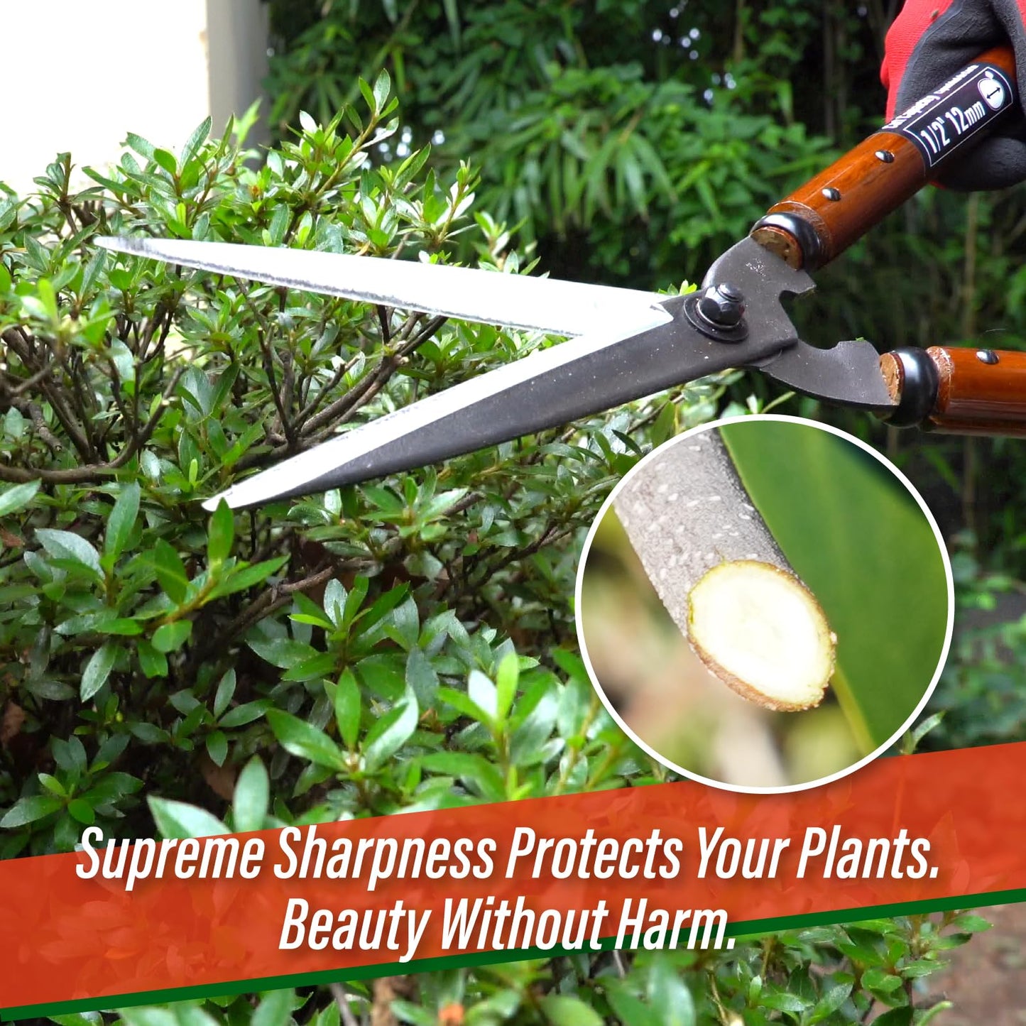 SUIZAN Hedge Shears 575mm - Professional Japanese Garden Clippers for Precise Trimming Gardening Tools