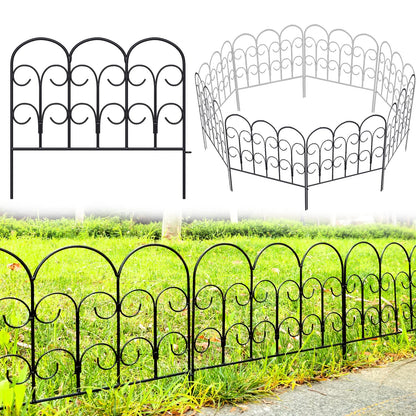 Thealyn Decorative Metal Garden Fence 40cm. H x 47cm. W (5 Panels, Total Length 2.35m) Fence Panels Landscape Fencing Rustproof Wrought Iron Garden