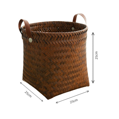 Lightweight and durable artificial rattan storage basket, toy box, laundry room, blanket, modern home decoration, woven basket with handle