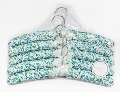 Pack of 5 Quality Padded Clothes Hangers ~ Several Patterns to choose from ... (Blue Flower)
