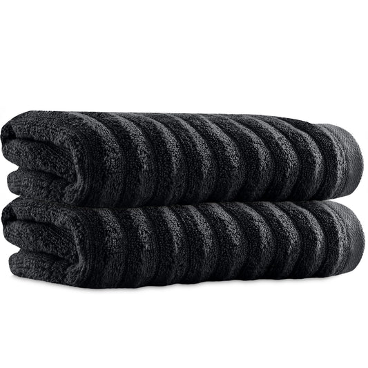 Towelogy Bamboo Hand Towels 2-Pack 50x80 cm Premium Quality Soft and Absorbent Towels for Hotel Spa Bathroom | OEKO-TEX CERTIFIED (2, Black)
