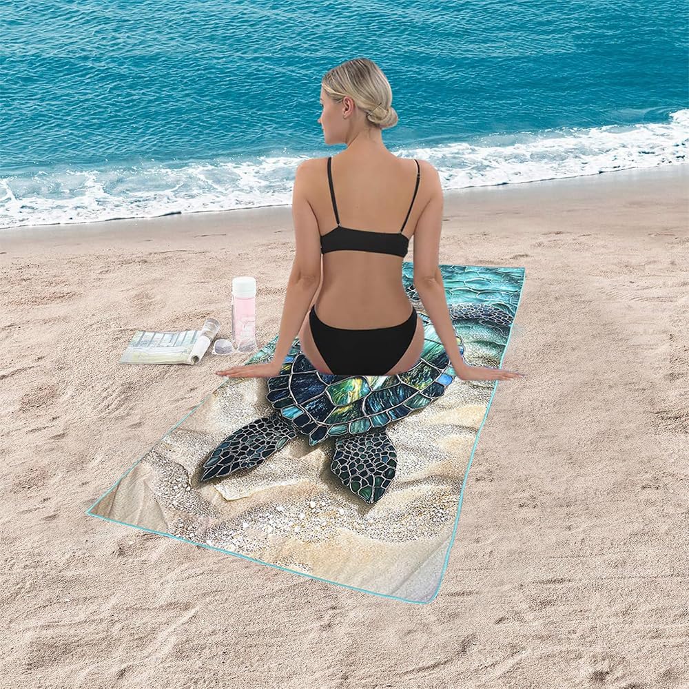JAODFK Microfibre Beach Towel 71"X32" Quick Dry Lightweight Sand Free Extra Large Thin Towels Travel Essentials For Adults Womens Swim Bath