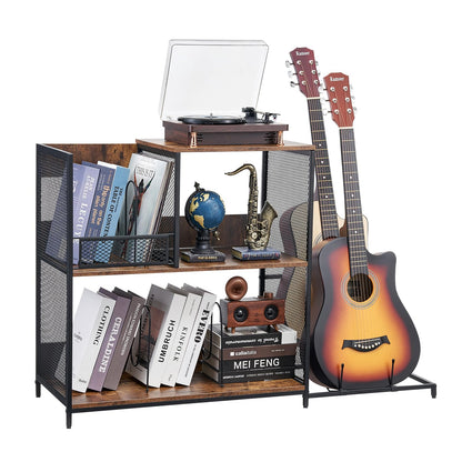 VEVOR 3-Tier Record Player Stand with Guitar Holder, Turntable Stand with Storage Holds Up to 300 Albums