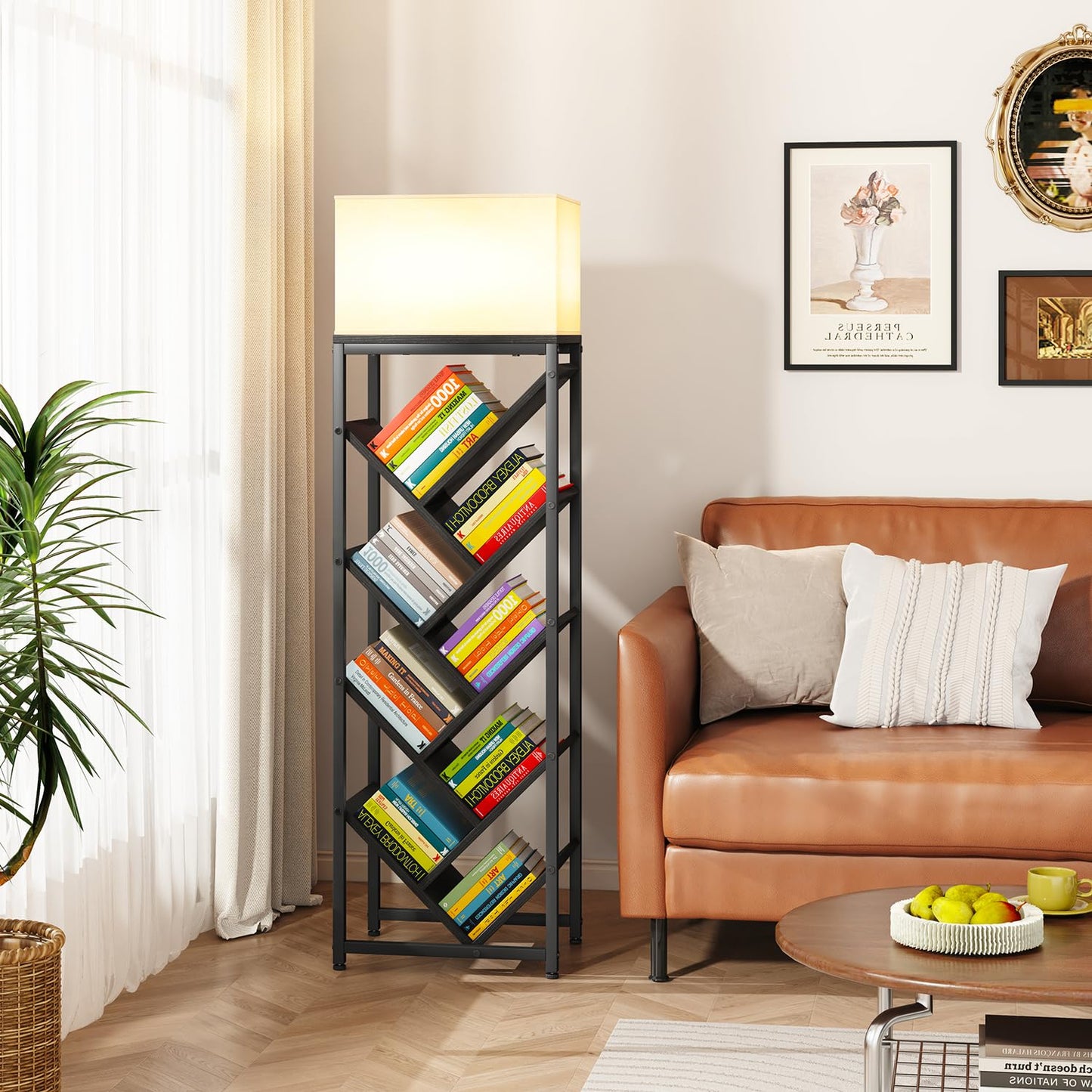 IBUYKE 9 Tier Tree Bookshelf with Top Shelf,Black TBC002B