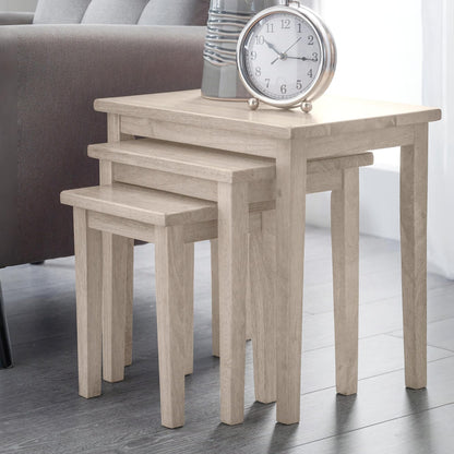 Julian Bowen Cleo Nest of Tables, Set of 3, White Wash - H46 x W48 x D33cm