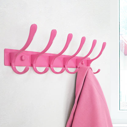 SKOLOO Coat Rack Wall Mounted - 6 Hooks, Heavy Duty, Stainless Steel, Metal Wall Coat Hanger, Sturdy Wall Hooks for Hanging Coat, Jacket, Clothes