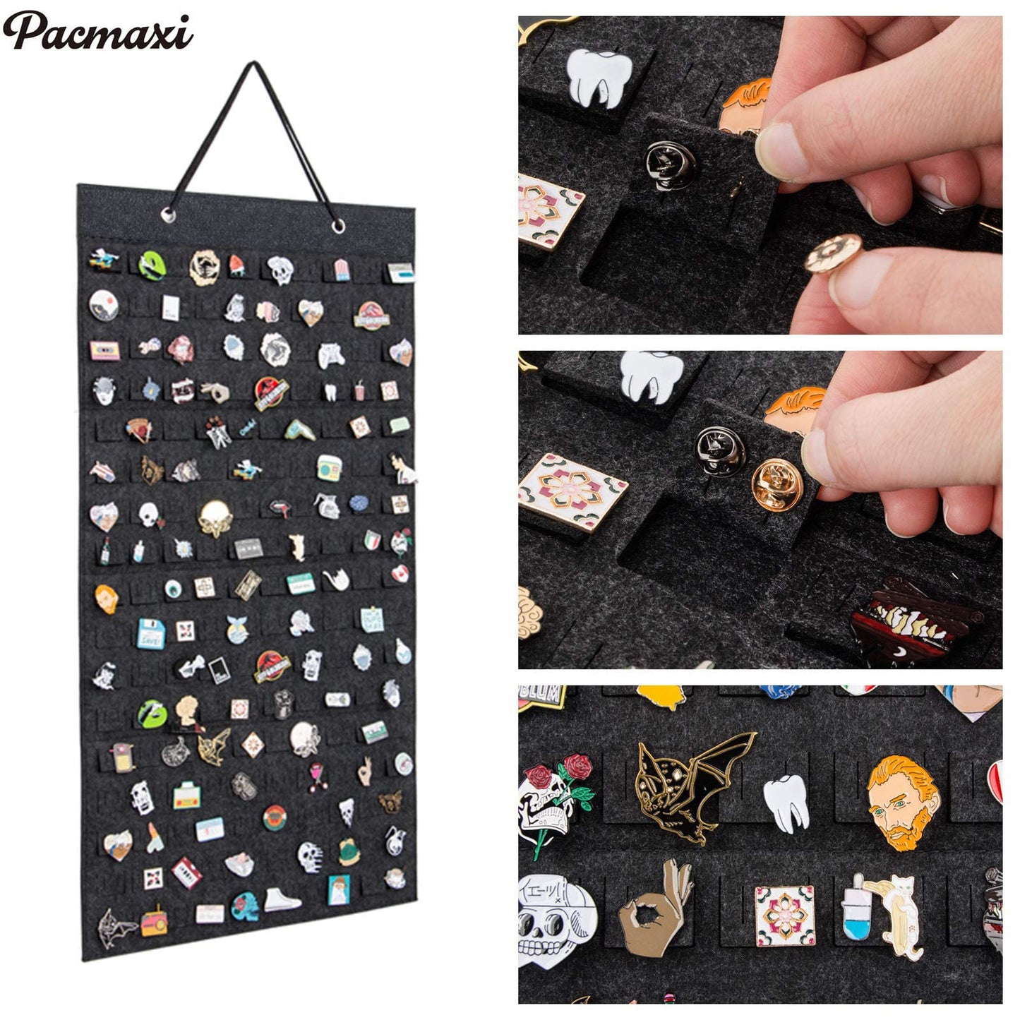 PACMAXI Hanging Brooch Pin Organizer, Display Pins Storage Case, Brooch Collection Storage Holder, Holds Up to 170 Pins.(Not Include Any Accessories)