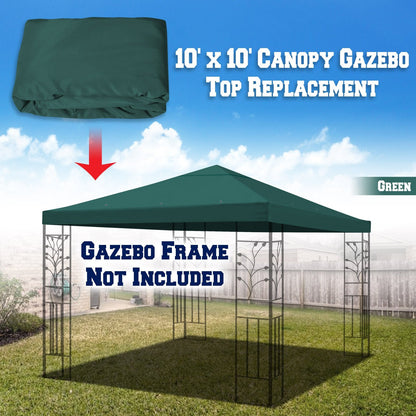 BenefitUSA Replacement Gazebo Canopy Top Patio Pavilion Cover Sunshade Polyester Single Tier, Green