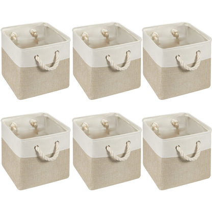 6 Pieces Cube Storage Bins Small Foldable Storage Cube Baskets with Sturdy Carry Handles Multipurpose Storage Cube Baskets Organizer Bin for Home