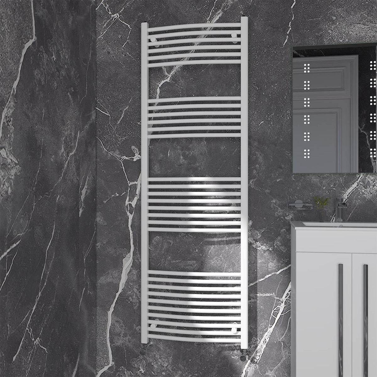 NRG Gloss White Curved Central Heating Towel Rail Radiator 1800×600mm