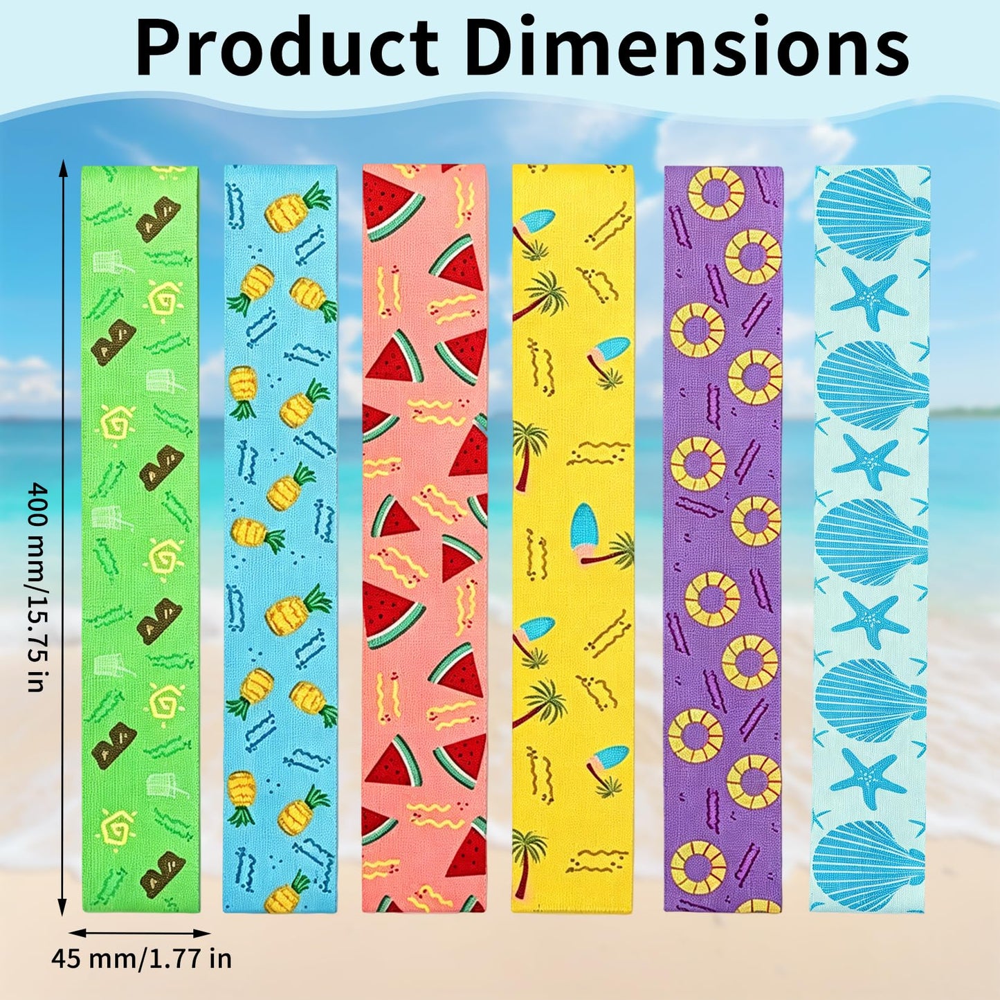 runxsam 6 pcs elastic beach towel bands 40×4.5 cm (6 styles)