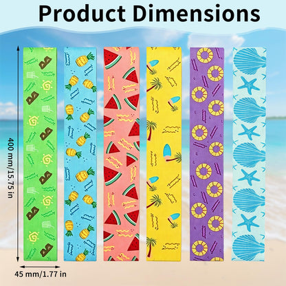 runxsam 6 pcs elastic beach towel bands 40×4.5 cm (6 styles)