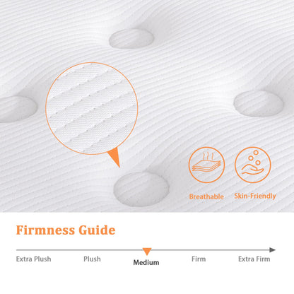 TeQsli King Mattress 5FT, 18cm Hybrid Pocket Sprung Mattress King - Medium Firm - Ideal for Guest Beds- OEKO-TEX Certified Fabric 150x200x18 cm