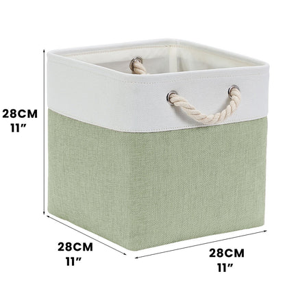 Mangata 28x28x28cm Cube Storage Boxes 3Pcs Green White Foldable Baskets