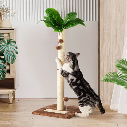 Cat Scratching Post for Indoor Cats 80cm Tall Scratch Tree Toys for Kitten & Adult Cats, Brown Cat Tree Post