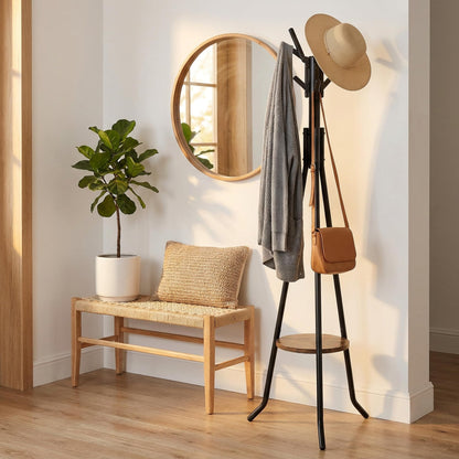 Simple Houseware Freestanding Coat Rack With Shelf, Black