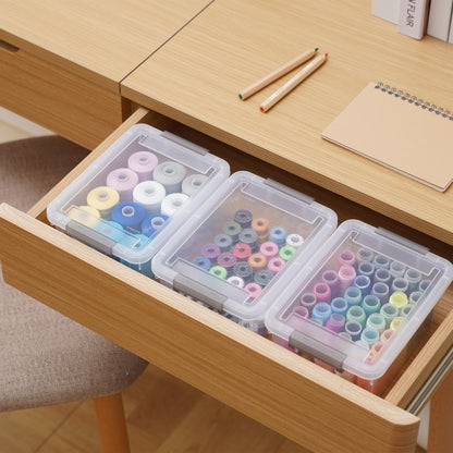 Citylife 10 Pack Storage Boxes with Lids Plastic Small Clear Stackable Box for Shelves Toys, 1.25L