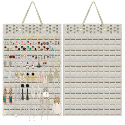 Yanmucy Earring Holder Organizer Hanging Holds Up to 300 Pairs Wall Mount Jewelry Storage Bag Earring Holder For Girls Women (Beige)