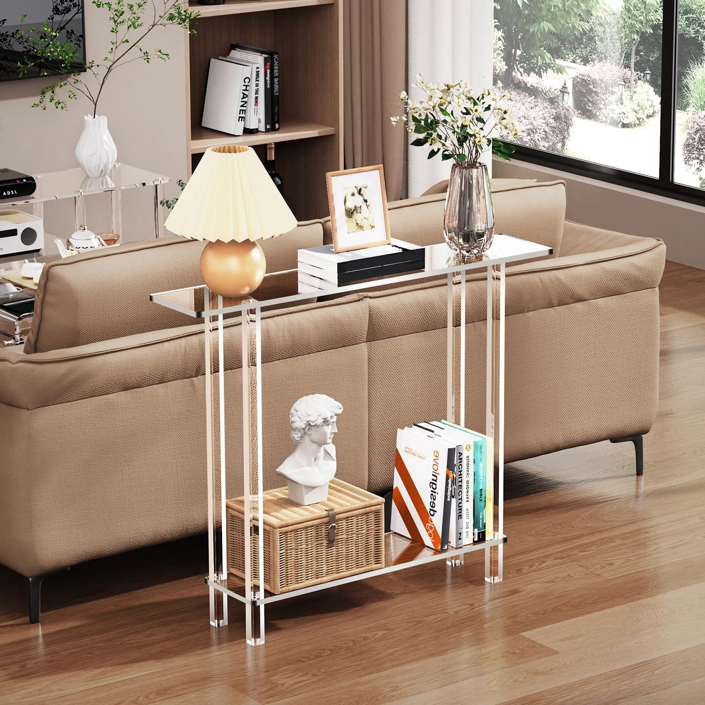 solaround Acrylic Console Table for Hallway, Clear, 100 x 20 x 80 cm