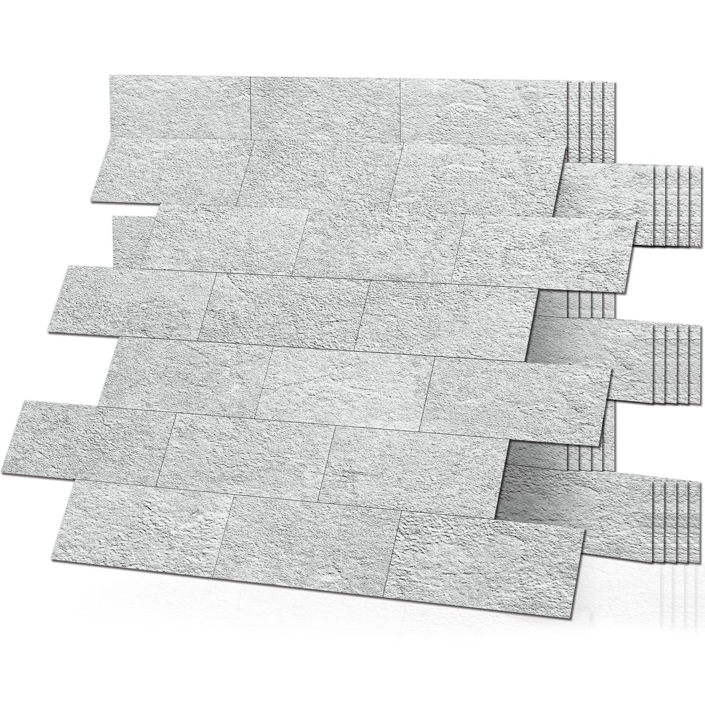 DEWOO 20-Sheet Peel and Stick Self Adhesive Wall Tiles Grey for Kithcen Bathroom Sticky Splashback Panel Stone Look Covering (13.5" x 11.4")