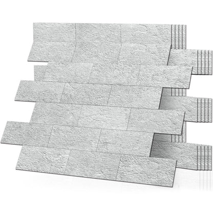 DEWOO 20-Sheet Peel and Stick Self Adhesive Wall Tiles Grey for Kithcen Bathroom Sticky Splashback Panel Stone Look Covering (13.5" x 11.4")