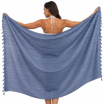 WEFLORIA Turkish Cotton Peshtemal Towel – Lightweight Quick Dry Beach Towel – Large Hammam Spa Towel for Beach, Bath, Travel and Pool (blue)