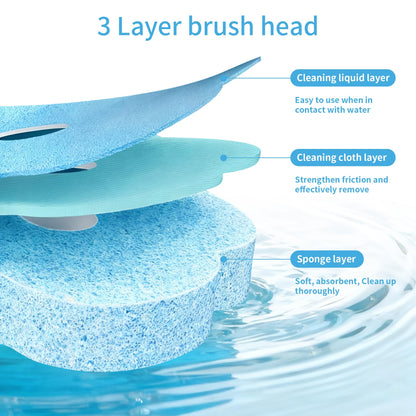 WENLISELL 100PCS Disposable Toilet Brush Refills 3 Layer Toilet Brush Heads
