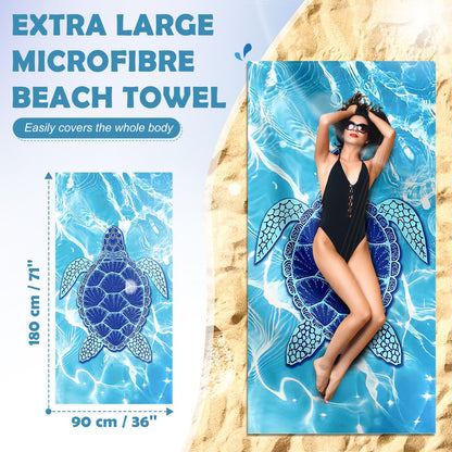 Anavasi 1 Pack Microfibre Beach Towels for Adults, 180 x 90 cm with Net Bag