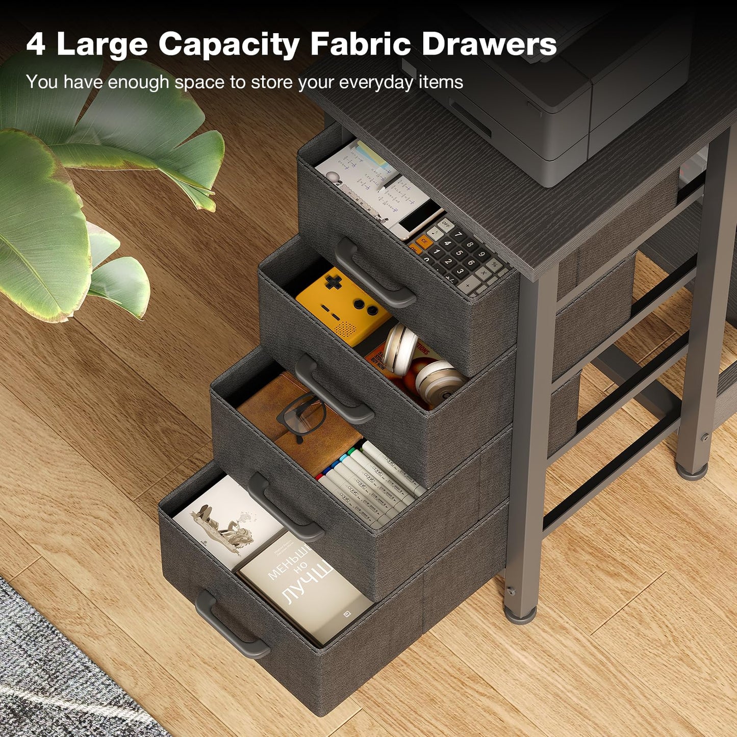 Coleshome Small Corner Desk with Drawers for Home Office, 100x70 cm, Black