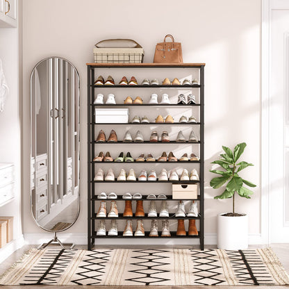 HOOBRO 10-Tier Shoe Rack, Large Capacity Shoe Storage Organizer, Shoe Storage Unit for 36-45 Pairs of Shoes, 100 x 28.5 x 159 cm, Tall Shoe Shelf