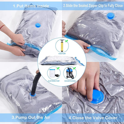 ZWMYF Small Vacuum Storage Bags. Space Saver Bags for Travel and Home Reusable Vacuum Storage Bags Save 80% More Storage Space Work with Vacuum