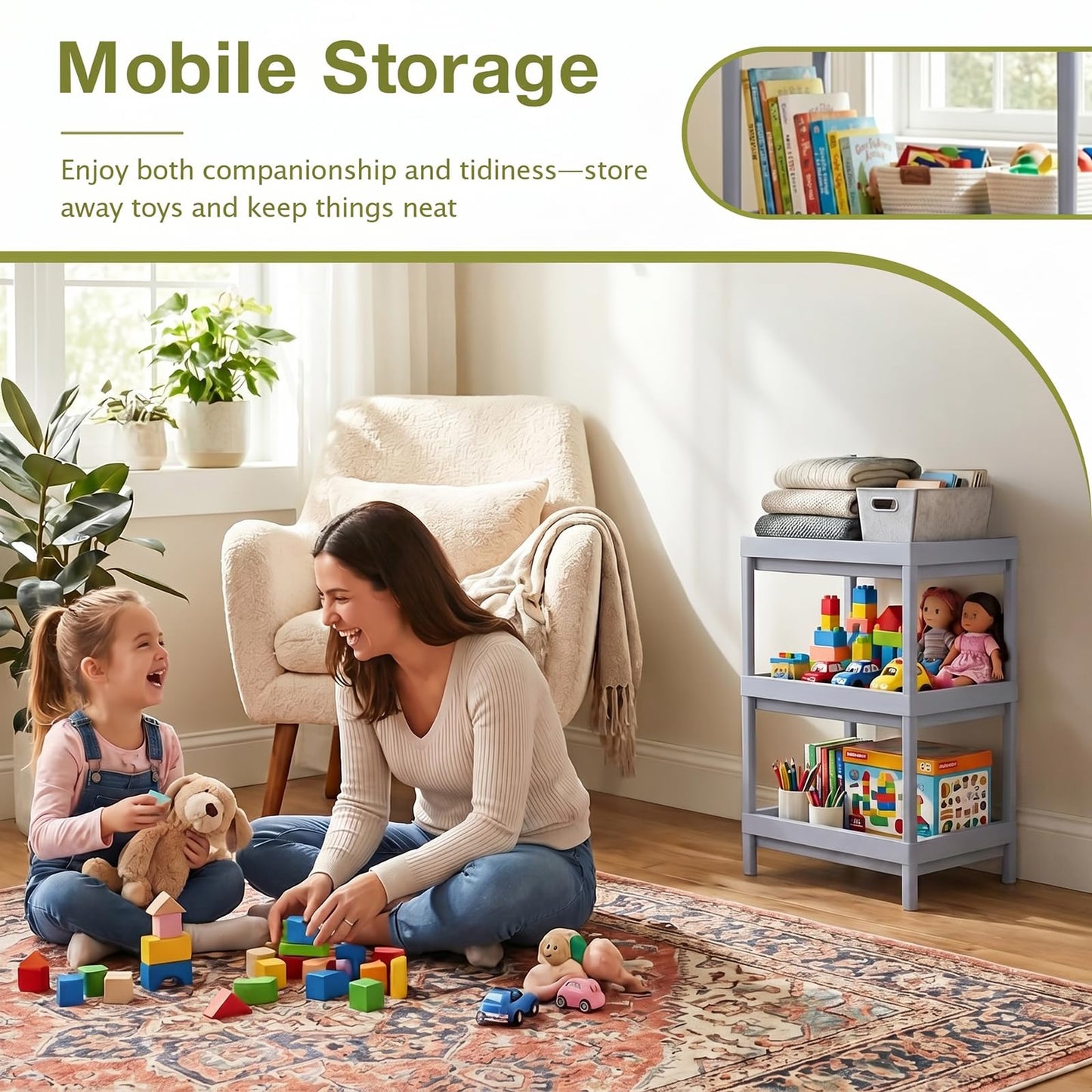 Sweetmirth 3 Tier Storage Trolley,Shelf Unit,Suitable for kitchens,bathrooms, garages,bedrooms,offices(3 Tier:61 * 40 * 27cm)