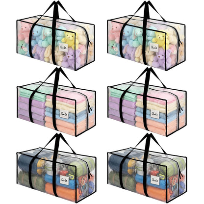 Dntorx 6 Pack 90L Moving Bags, Clear Waterproof Storage Totes
