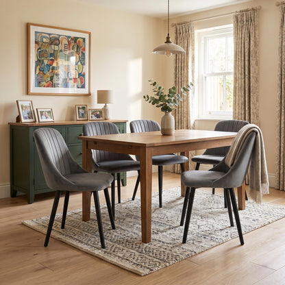 Goeurvant Dining Chairs Set of 4 Velvet Chairs for Living Room with Wood Legs Kitchen Chair Upholstered, Dark Grey with Black Leg