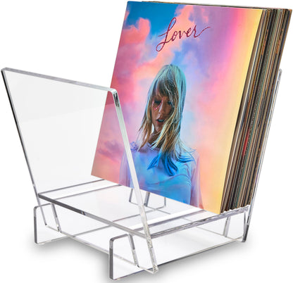 Honygebia Acrylic Vinyl Record Holder - Clear Record Album Holder, V-Shaped Vinyl Record Storage Racks, Album Holders for Vinyl Records