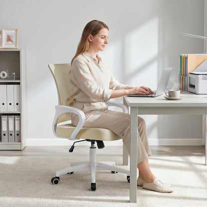 Yaheetech Ergonomic Chair Mesh Swivel Lumbar Support Adjustable Desk Beige
