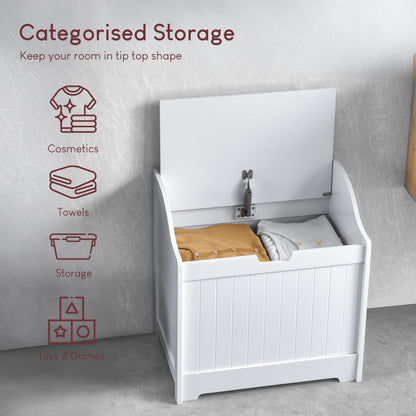 Bath Vida Priano Freestanding Bathroom Wooden Laundry Chest, White